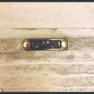 Silver Leather Peace Adjustable Snap Bracelet